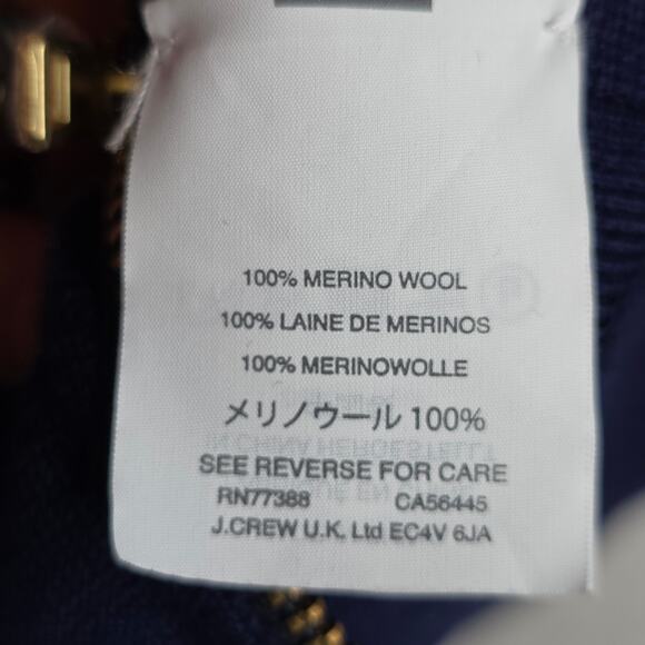 J.Crew Collection SzSm Shawl Bonded Wool Popover Navy Side Zips Sweater Simple - Picture 8 of 16